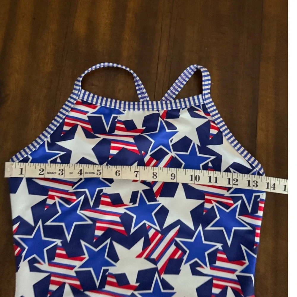Dolfin Uglies Kids Patriotic Stars Stripes One Piece Swimsuit Red White Blue